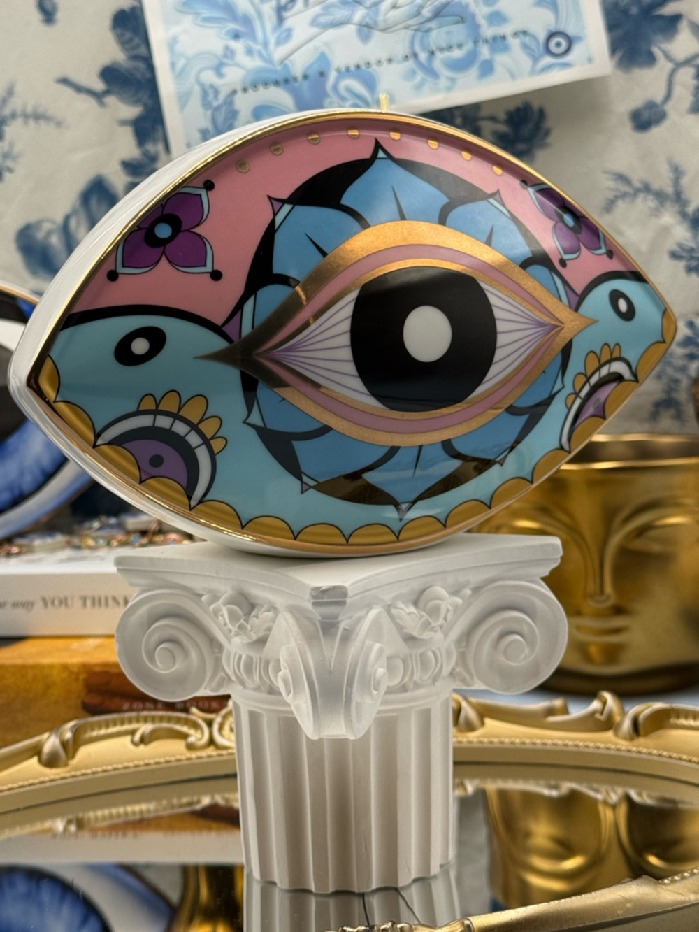 🆕 THE PROCURESS COLLECTION 🧿 All-Seeing Eye Paperweight - Boho Gold Pink - Picture 2 of 16